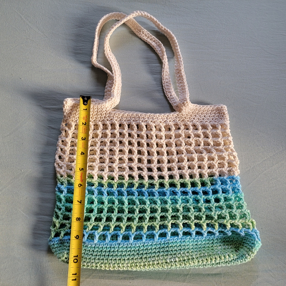Handmade Crochet Market Bag Cotton Mesh Tote Eco-Friendly Reusable Grocery Bag - Picture 9 of 11